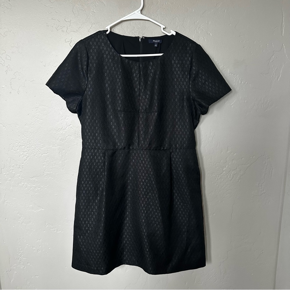 Madewell Shimmer Black Brocade Fitted Mini Dress